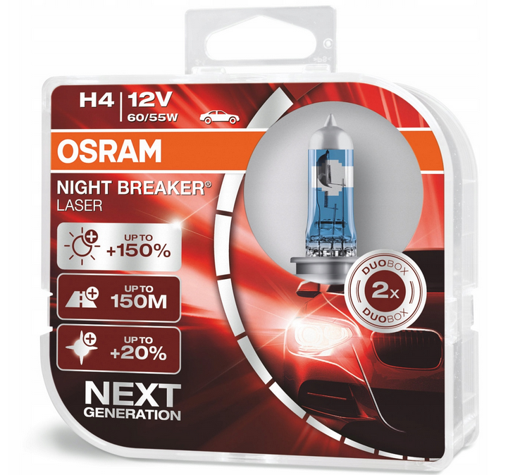 Żarówki H4 Osram Night Breaker Laser+150% duo box (2szt.)